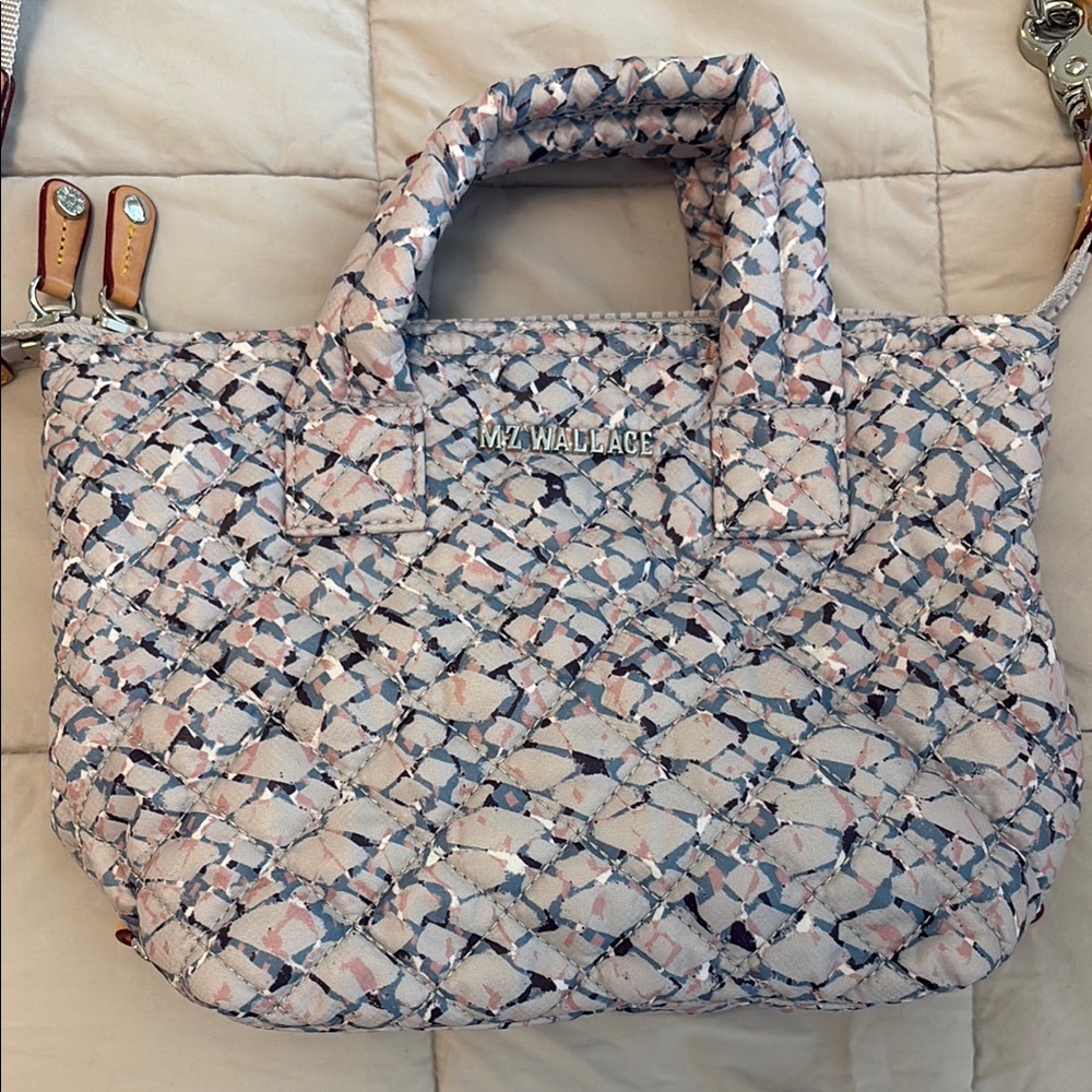 MZ Wallace Pink and Cream Tote Bag with Sturdy Handles